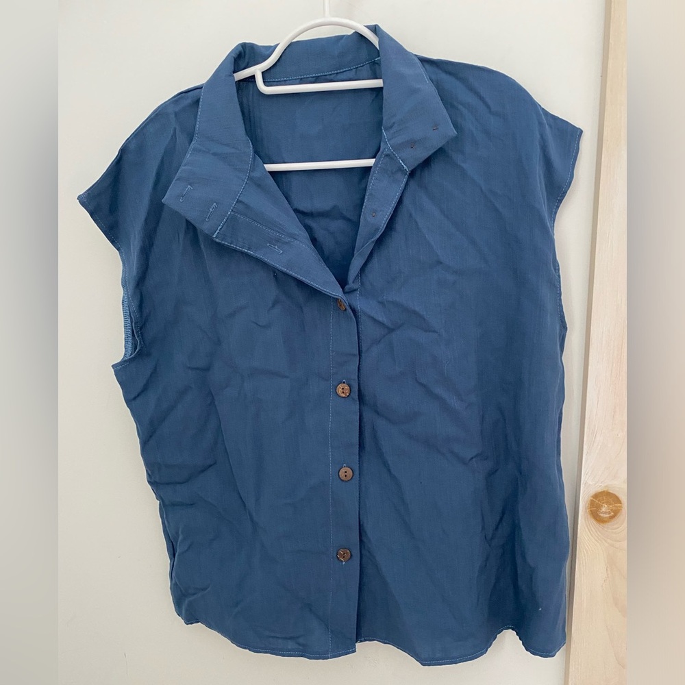 SHEIN Blue Button-Up Blouse Sz. S